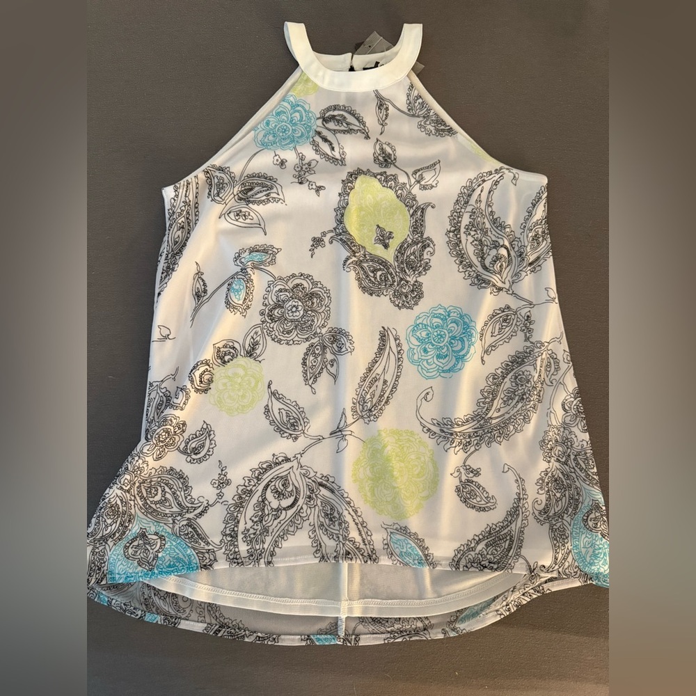 The Limited Gray and Blue Asymmetrical Blouse